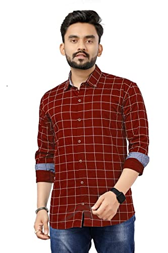 Image of Men's Casual Cotton Checks Shirt