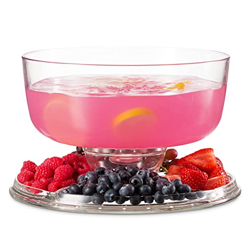 Godinger Cake Stand And Serving Plate Platter With Dome Lid, 6 In 1 Multi-Purpose Use, Italian Made Crystal Glass Footed Cake Stand, Salad Bowl, Cake Plate, Fruit Platter #TOP2