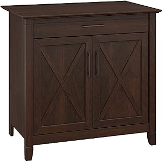 Bush Furniture Key West Secretary Desk with Keyboard Tray and Storage Cabinet in