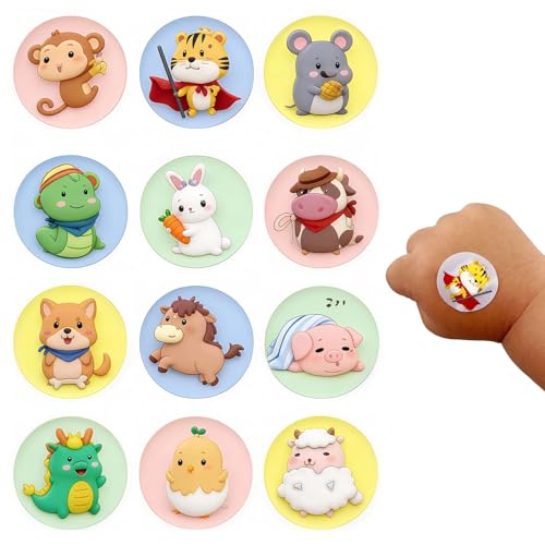 Cerotti per Bambini 120 Pezzi, Cerotti Adesivi Rotondi da 2,2 cm con Cartoni Animati, Tessuto Flessibile per Piccole Ferite, Brufoli e Vaccinazioni, Protezione Completa per la Pelle Sensibil