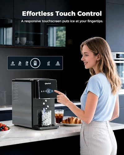 Image of CyberChill Nugget Ice Maker Dispenser, 40lbs Per Day Countertop Pebble Ice Machine with Touch Free Ice Dispensing, Self-Cleaning, Chewable Sonic Ice for Home, Kitchen, Office
