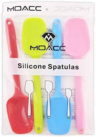 MOACC Silicone Spoons - 500°F Heat Resistant Seamless Rubber Spatulas with Stainless Steel Core Kitchen Utensils Non-Stick for Cooking, Baking and Mixing, Set of 4