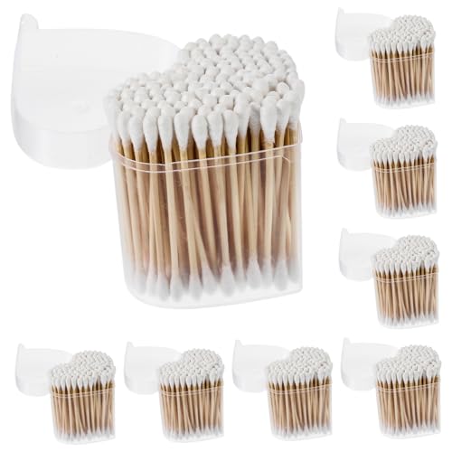 FOMIYES 8 Boxes of Makeup Cotton Swabs Long Cotton Buds for Face Cleaning Disposable Swabs for Beauty Salons Personal Use