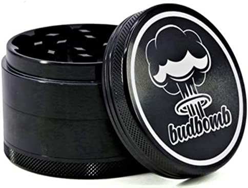Budbomb Set of Black Zinc Alloy Herb Grinder with a Matching Aluminium Storage Jar