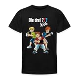 Spreadshirt Die DREI Fragezeichen Kids Detektive Spürnasen Teenager T-Shirt, 134-146, Schwarz