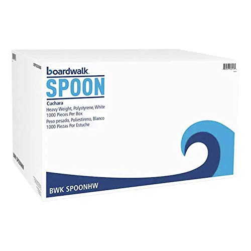 Boardwalk BWKSPOONHW Heavyweight Polystyrene Teaspoon Cutlery - White (1000/Carton)