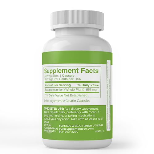 Pure Original Ingredients Bacopa Monnieri, (100 Capsules) Always Pure, No Additives Or Fillers, Lab Verified #TOP2