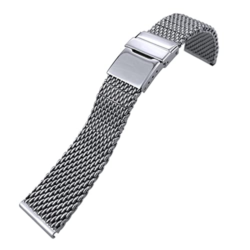 Bracelet montre acier inoxydable 316L tissé anti-irritation avec boucle pliante 22mm 24mm