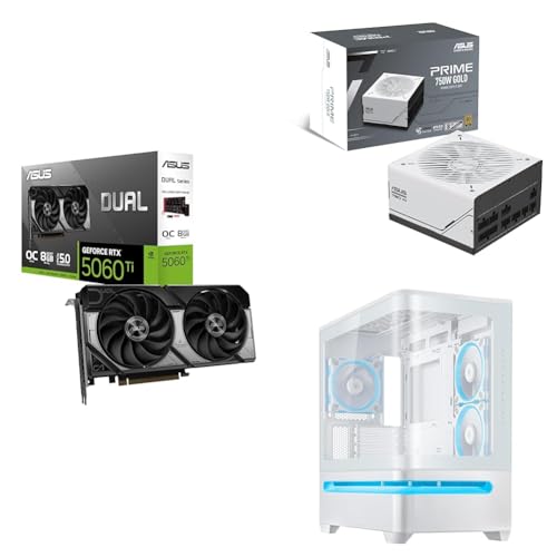Image of ASUS Bundle of Dual GeForce RTX 5060 Ti 8GB GDDR7 OC Edition Graphics Card + Prime 750W 80+ Gold Fully Modular Power Supply + Prime AP202 ARGB White mATX pc case