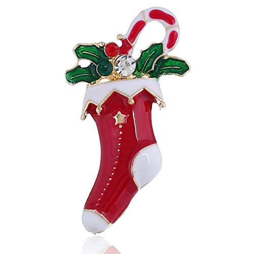 Preisvergleich Produktbild Rcsinway Weihnachtsdekoration der europäischen und amerikanischen Weihnachtssocken Diamant Dreidimensionales Brosche Retro- vorzügliche Legierung Weihnachtssocke Ring Brosche Weihnachten Geschenk Pin