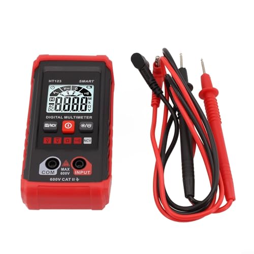 Multímetro digital de 2000 cuentas automático medidor para electricistas y hogares AC/DC voltaje resistencia prueba de continuidad NCV sin contacto pantalla LCD retroiluminada protección de goma