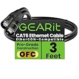 GEARit Shielded CAT6 Ethercon Cable (3 Feet) Professional Audio & Lighting RJ45 EtherCON-Compatible Cable for Studio, Stage, Concerts - 3ft Black