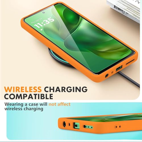 Image of DIZORO Microfiber Candy Case Compatible for Motorola Edge 50 5g Smooth Touch Cushion Liquid Soft Silicone Gel Rubber Phone Cases Non-Slip Full Body Protective Shockproof Back Cover (NEw Coral)