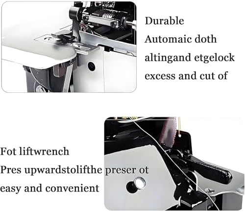 Heavy Duty Serger Sewing Machine - Handheld Coverstitch Overlock Machine for Leather & Fabrics, Durable Metal Frame, Perfect for Professional & Home Use (Green)