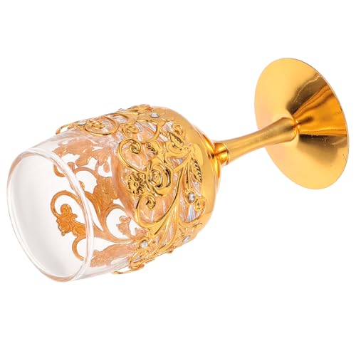 Healifty Copa de Vino Metálica Pequeña para Licor Vaso de Cristal Compacto Diseño Clásico Borde Liso Adecuado para Bar y Uso Doméstico Copa Multifuncional para Bebidas Frías y