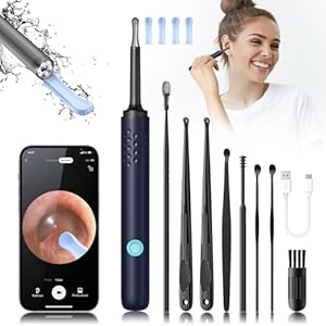 Ear Wax Removal – 3 in 1 Wireless WiFi Rechargeable Ear Cleaner, FSA Eligible Items Only List, 1080P HD Camera Lens & 7 Pcs Ear Set, Ear Cleaning Kit with 15 Replacement Tips, Blue