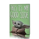 POP Creations - Star Wars The Mandalorian Baby Yoda Grogu - This is my Good Side -Stretched Art, 12x16 Wall Art for Living Room