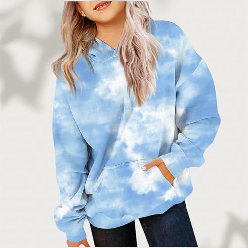 Little Girls Y2k Tie Dye Hoodies Pullover Sweatshirts Teens Oversized Crewneck Long Sleeve Tops Casual Fall Fashion Clothes4