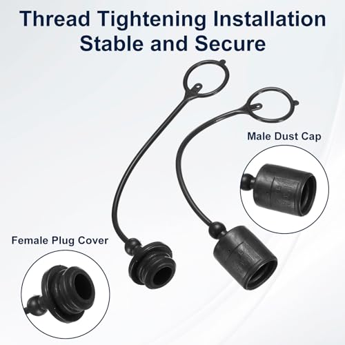 Image of HARFINGTON 2Sets 3 /4 Hydraulic Hose Dust Cap and Plug Kit, ISO-A Male Dust Cap & Female Plug Cover Quick Disconnects Air Coupler Cover Port Plug Fittings with Retention Ring, Black /Yellow