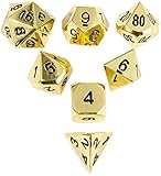 RPG Metal Game Dice Golden Polyhedral DND dice 7pcs Set of d4 d6 d8 d10 d12 d20