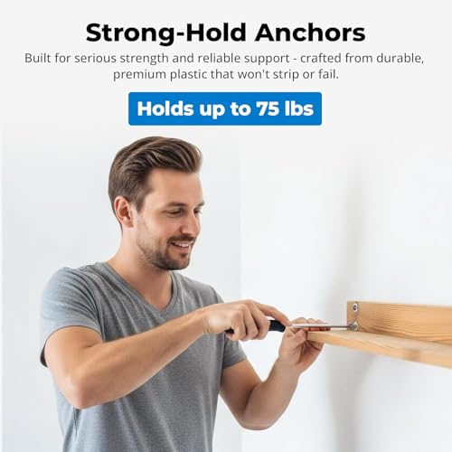 Image of Qualihome Drywall Anchors with Screws - Self-Drilling Drywall Anchors, Anti-Spin Grip, No Pre-Drill Wall Anchor Kit, Strong & Reliable Hold, 75 Pack (150 Pieces)