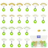 20 fermi in gomma per pesca, S/M/L/XL-7#/8#/9#/10#, 6 in 1, colore luminoso e giallo, girelle da pesca con moschettone, stopper sinker stopper ovali, fermi lenza in silicone per pose