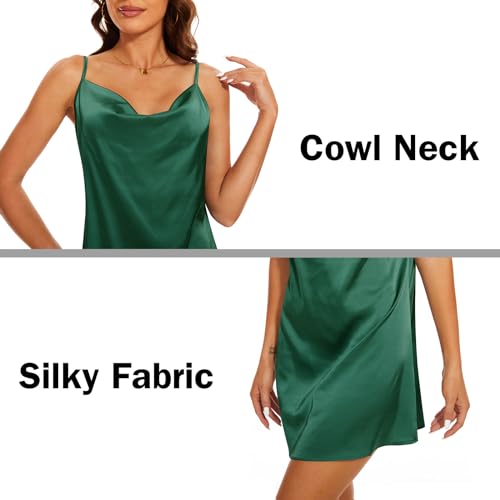 Image of Women's Long Silky Tank Top Adjustable Spaghetti Strap Camisole Slip Dress