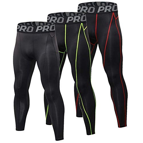 YUSHOW 3er Pack Kompressionshose Herren Sportleggings