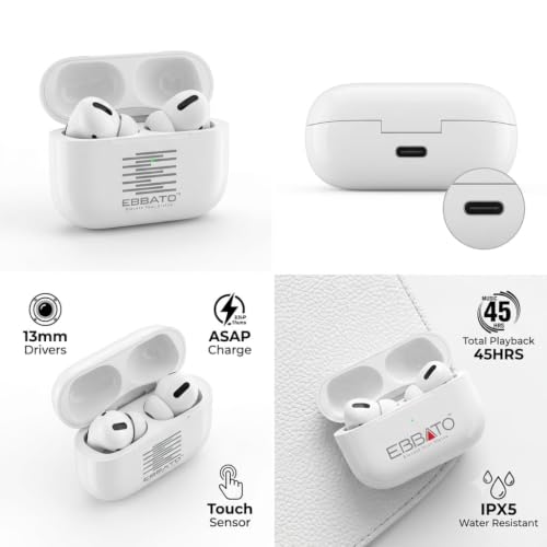 EBBATO Wireless Bluetooth Earbuds White - Image 3