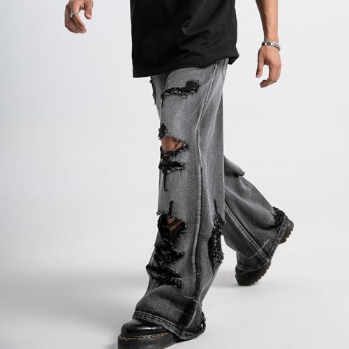 Y2k Baggy Ripped Jeans Wide Leg Pants Grunge Denim Jeans Hip Hop Distressed Jeans Mens Casual Pant4