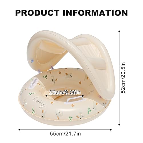 Bouée pour bébé et siège de natation gonflable rétro ours avec pare-soleil