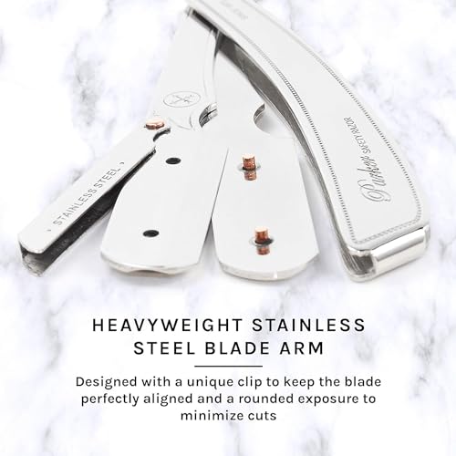 Parker SRX 100% Aço Inoxidável Straight Edge Barber Razor Profissional & 5 Parker Premium Meia Lâmin