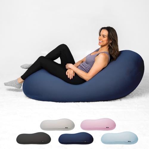 The Moon Pod Bean Bag Chair - Large, Modern Beanbag for Adults, Kids and Teens. Washable Stretch Cover Filled with Thousands of High Density Micro-Beads (Navy).
