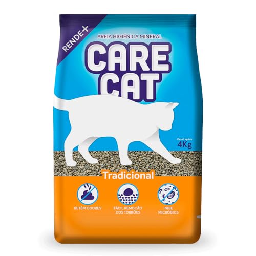 Carecat Areia Higiênica Tradicional, Grãos Minerais, Controle de Odores, 4kg