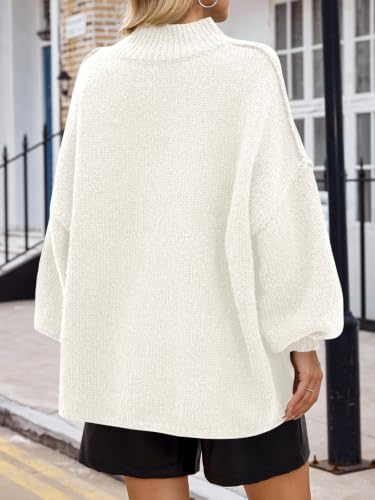 Image of Saodimallsu Womens Oversized Sweaters Mock Neck Batwing Long Sleeve 2026 Fall Trendy Ribbed Knit Casual Tunic Sweater