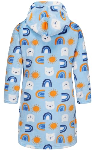 Image of Kids Hooded Bathrobe Girls Soft Plush Hooded Flannel Pajamas Sleepwear Boys Spa Robe