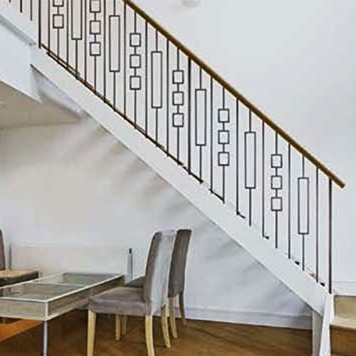 Contemporary Triple Rectangle Stair Iron Balusters (10-Pack) Modern Hollow Metal Staircase Railing Spindles 1/2" x 44" Tall Real Satin Black NOT Matte - Thumbnail 4