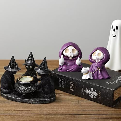 Estatua Grim Reaper con diseño dedo medio morado miniatura 5