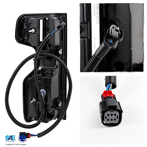 Image of AKKON - Fits 2019-2024 Chevy Silverado 1500 2500HD 3500HD [LED Type] Tube DRL Brake Signal Black Smoked Tail Lights Pair