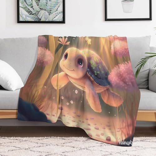 Couverture motif tortue impression 3D drap de lit flanelle légère - 3