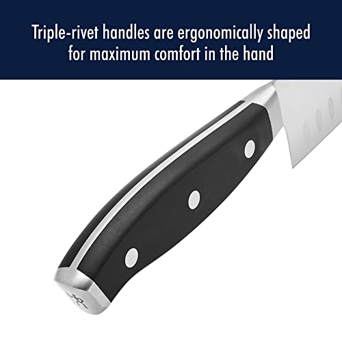 Henckels Forged Premio Hollow Edge Santoku Knife, 7-Inch, Black/Stainless Steel #TOP4