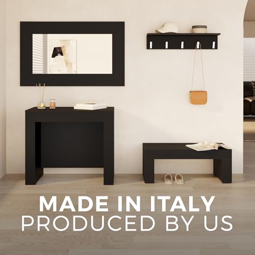 Mobili Fiver, Tavolo Consolle Allungabile Con Porta Prolunghe Easy, 45(305) X 90 Cm, Nero Frassino, Fino A 12 Posti, Consolle Da Ingresso, Soggiorno, Made In Italy - 8