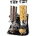 Dispenser Cereali Doppio Slim 2 Dosatore con tazze 20 cl Distributore Erogatore Storage Pasta Caramelle Dolci Frutta Secca con Rotella Contenitore da 3 lt e manopole dosatrici Interno (Nero e Bianco)