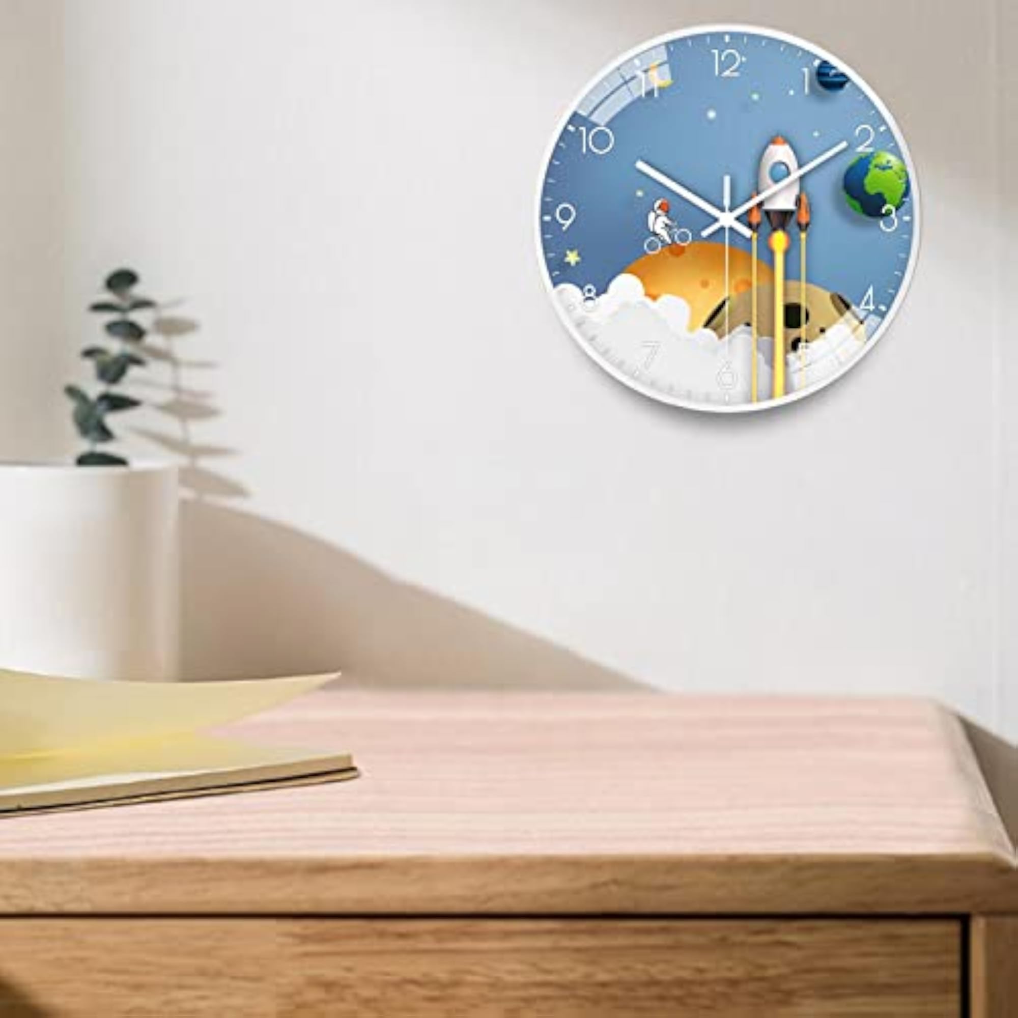 Astronaut Wall Hanging Clocks Non Ticking Quiet Space Decorative Clock