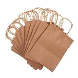 SMASOLO 20 piezas Bolsas de Papel Kraft con Asas Bolsas para Alimentos Resistentes Impermeables y Aptas para Pan Picnic y Take-away Seguras y Reutilizables