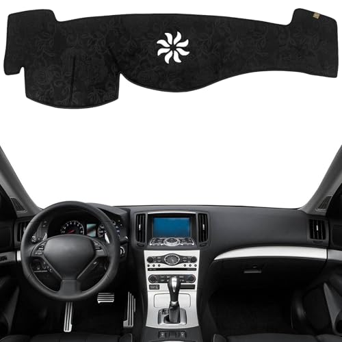 KEYOOG Dashboard Cover Dash Mat Fit for in-finiti 2013-2008 G37 G25 G35 /2015-2014 Q60 (V36 Body Code W/o HUD) Car Dash Board Mat Anti-Glare Carpet Non-Slip Pad Sunshield Protector (Flannel)