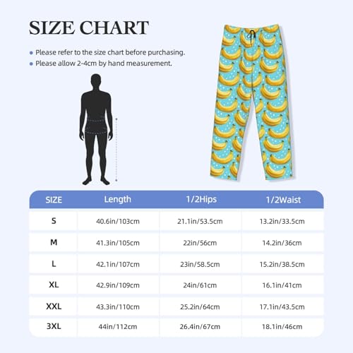 Mens Pajama Pants - Cute Banana Print Soft Sleep Lounge Pants For Men, Casual Pj Bottoms With Pockets3