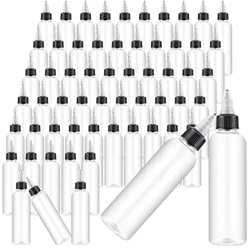 Irenare 100 Pcs 4 oz Plastic Squeeze Bottles with Top Cap Bulk, Clear by Irenare - Used condition - US$42.53