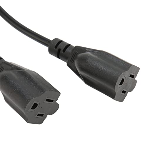 Cuifati 3 Prong Y Splitter Extension Cord, 1 to 2 Male to Female Power Cable, Heavy Duty 15A/125V Indoor Power Strip for Computer Monitor Printer LED Light, Black 3 Pin Extension Cord - Image 9