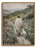 KISSFOX Jesus Leaves The 99 Sheep Framed Wall Art Decor Christian Paintings Pictures Wall Decor Religious Canvas Art Prints Serenity Prayer Artwork For Prayer Room Living Room Bedroom Kitchen